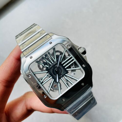Santos skeleton SS TWF 40mm Best Edition Skeleton Dial on SS Bracelet Ronda Quartz
