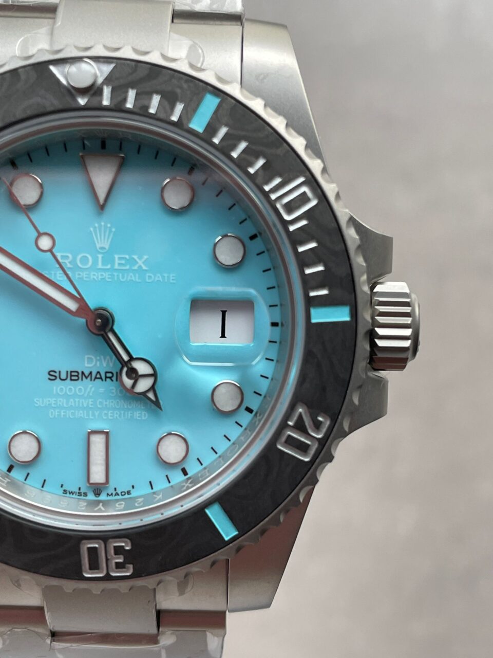 Submariner Sandblasted DIWF Best Edition Carbon Bezel Tiffany Blue Dial Dial on SS Bracelet VR3135 - Image 2