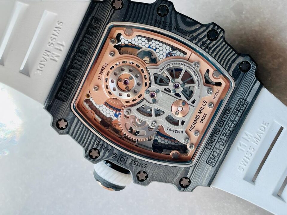 RM21-01 RG Tourbillon RMF Best Edition Skeleton Dial on White Rubber Strap - Image 11