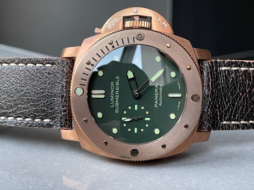 PAM382 N Bronzo VSF 1:1 Best Edition on Green dial on Brown Distressed Calfskin Strap P.9000 - Image 6