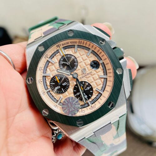 Royal Oak Offshore Chronograph "CAMO" 26400SO Beige colored textured dial Camouflage rubber strap