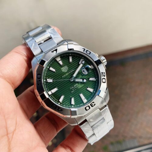 Aquaracer Calibre 5 SS 41mm OGF 1:1 Best Edition steel Bezel Green Dial on SS Bracelet SW200