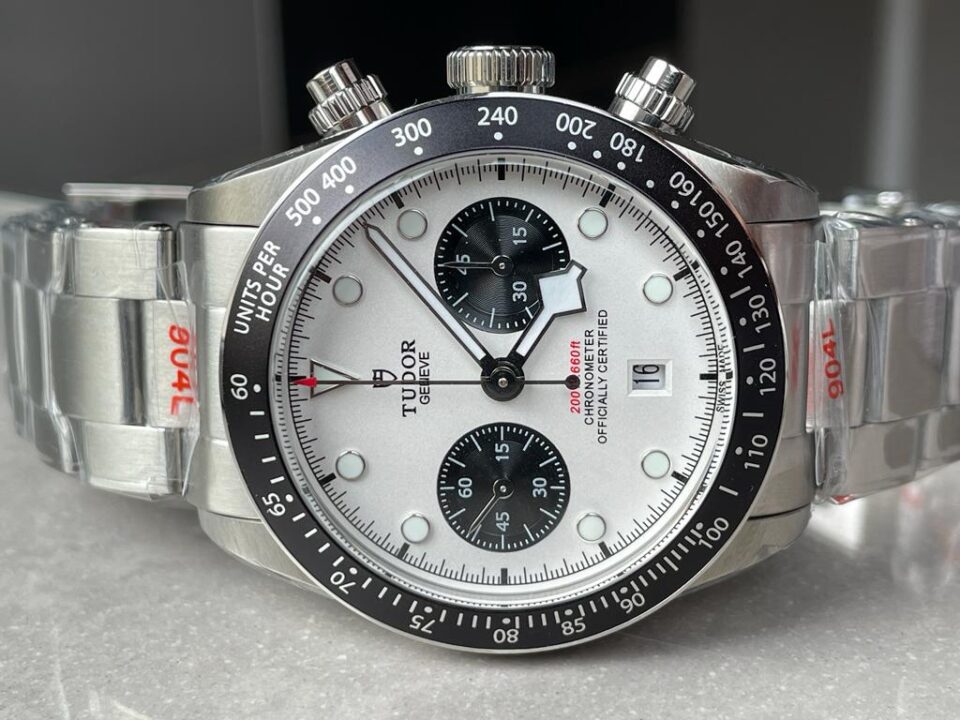Black Bay Chrono SS TWS 1:1 Panda Best Edition White Dial on SS Bracelet A7750 - Image 9
