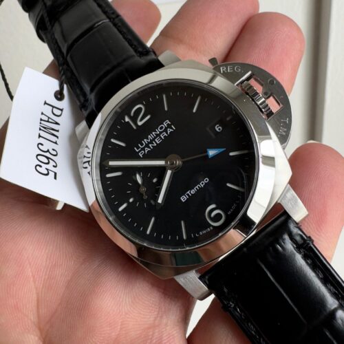 PAM1365 Z GMT SS VSF 1:1 Best Edition Black Dial on Black Leather Strap Asian P900