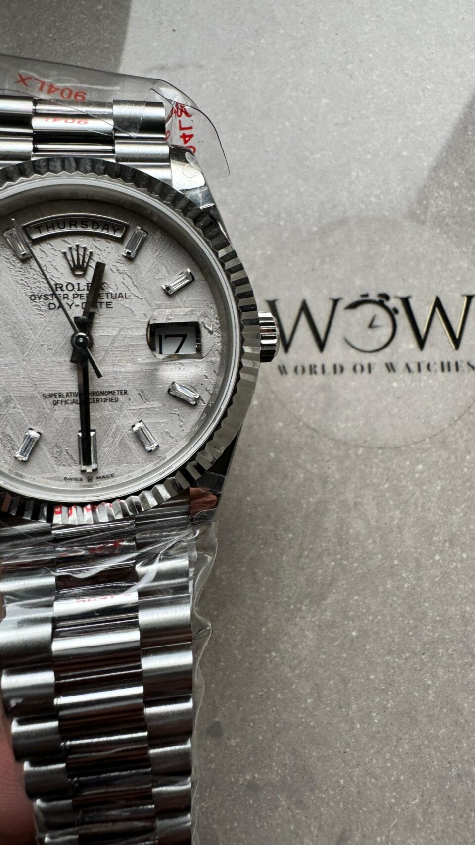 Day-Date 40mm 904L SS Meteorite Dial Diam on President Bracelet QF VR3255 - Image 2