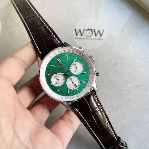 Navitimer 01 1:1 SS Green Dial on Brown leather Strap A7750 BLS Factory