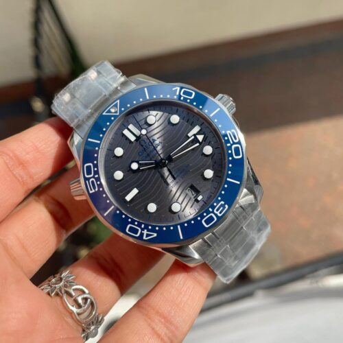 2018 Seamaster Diver 300M VSF 1:1 Best Edition Blue Ceramic Grey Dial on Silver Steel Strap A8800 V2 (Black Balance Wheel)