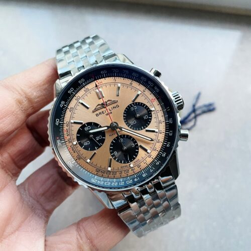 Navitimer 01 1:1 SS Salmon Dial on Steel Strap A7750 BLS Factory