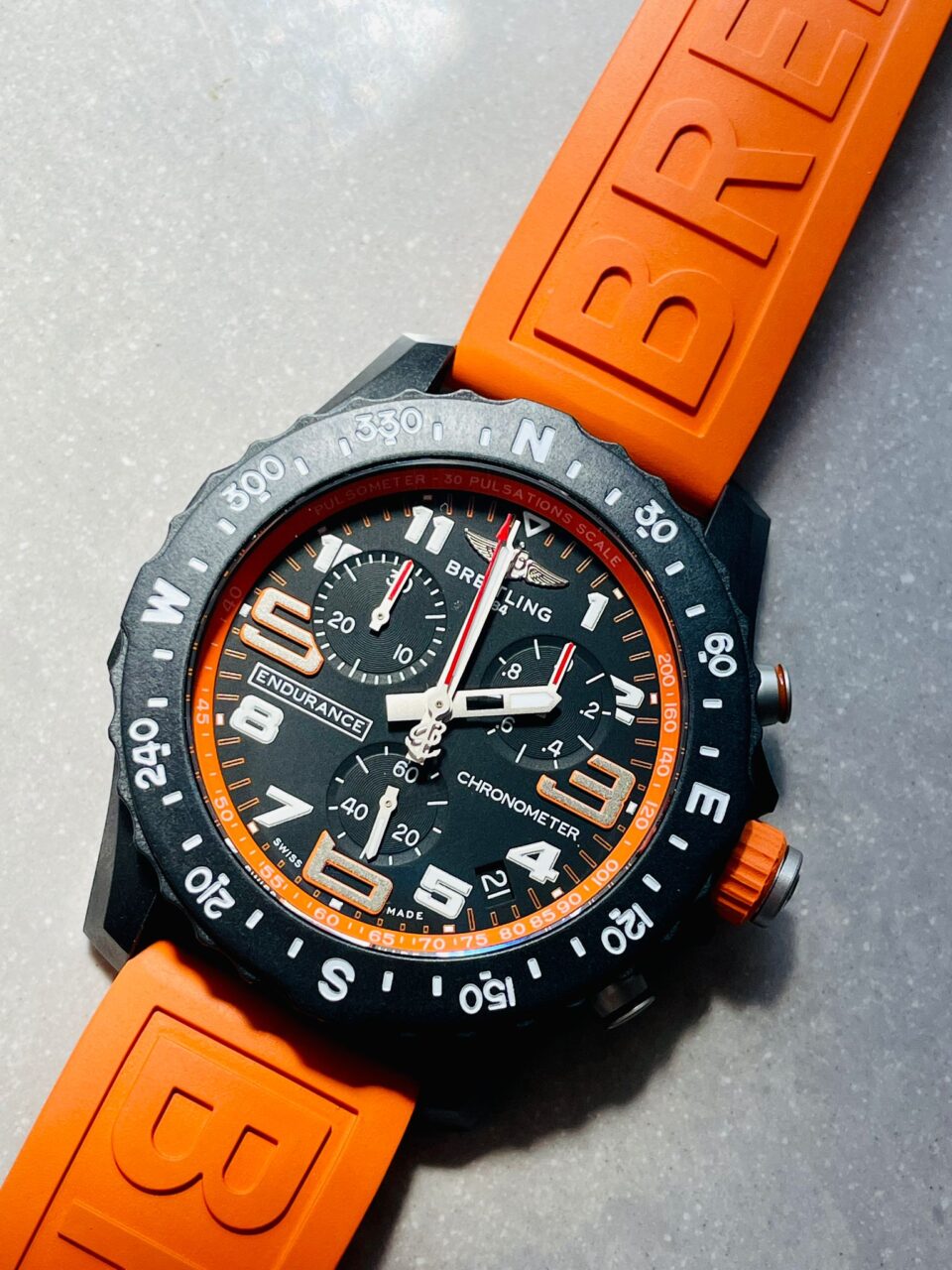 Endurance pro OGF 44mm Black dial orange Rubber Strap quartz movement - Image 3
