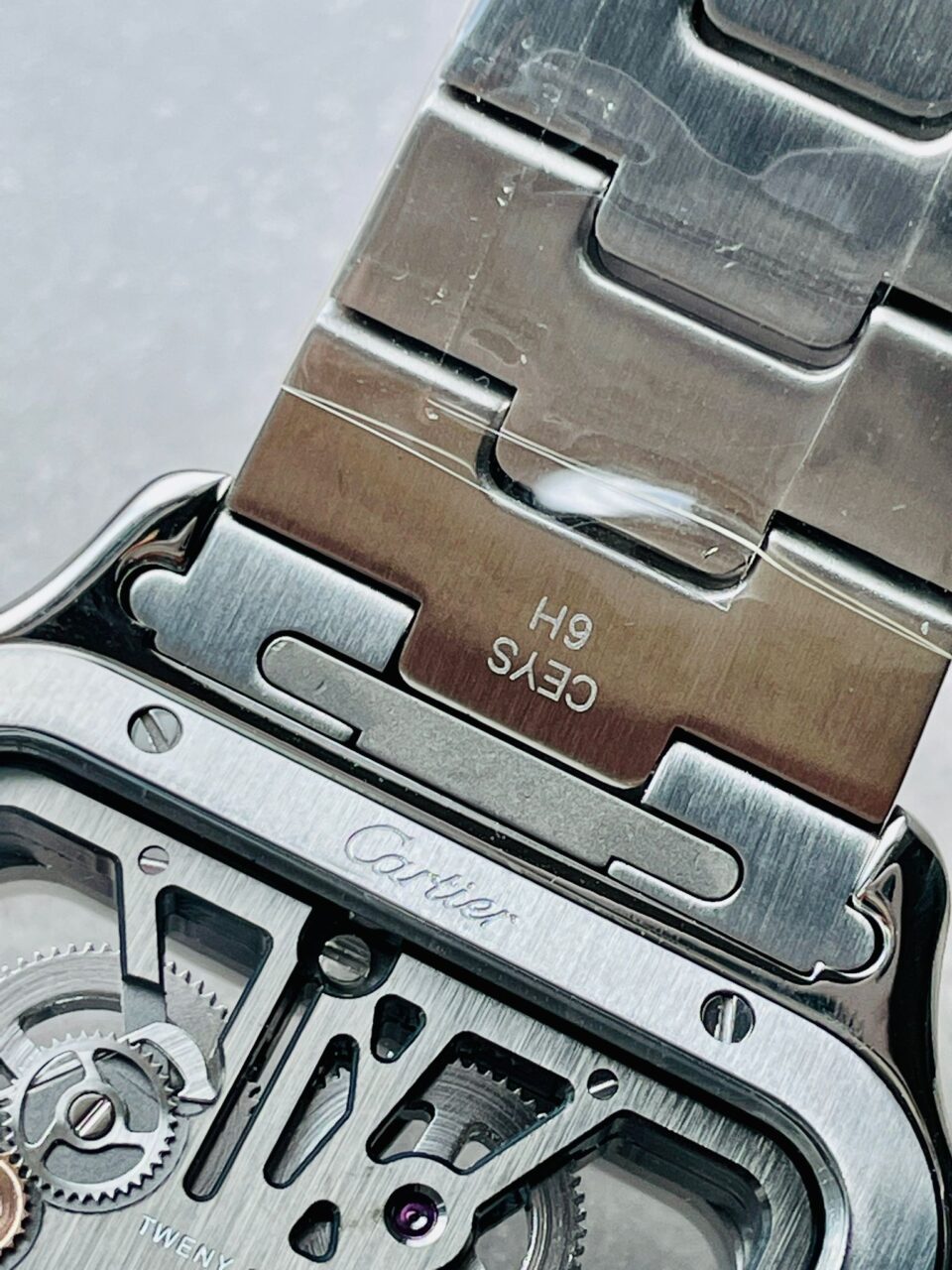 Santos skeleton SS TWF 40mm Best Edition Skeleton Dial on SS Bracelet Ronda Quartz - Image 11
