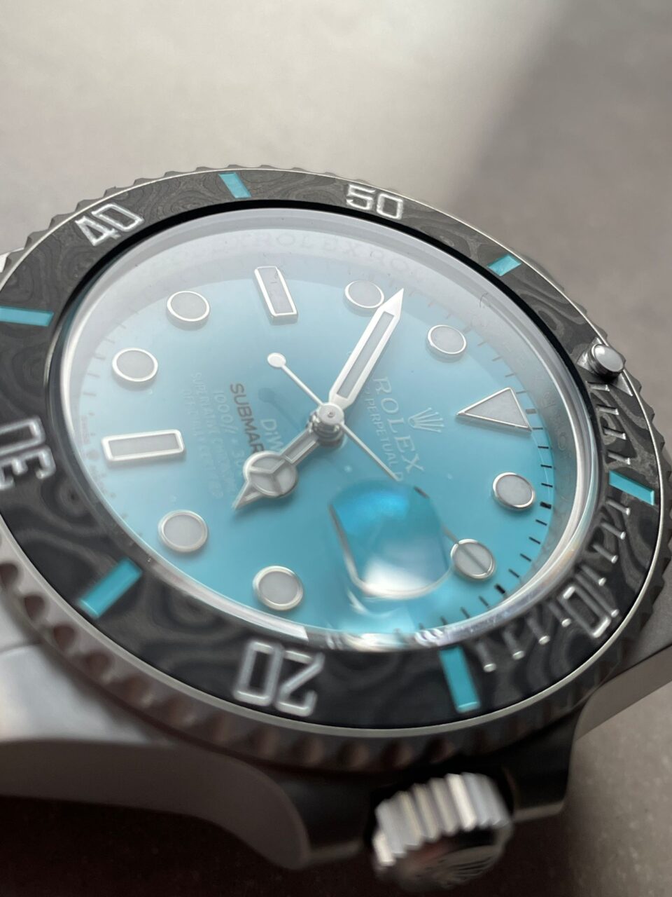 Submariner Sandblasted DIWF Best Edition Carbon Bezel Tiffany Blue Dial Dial on SS Bracelet VR3135 - Image 3