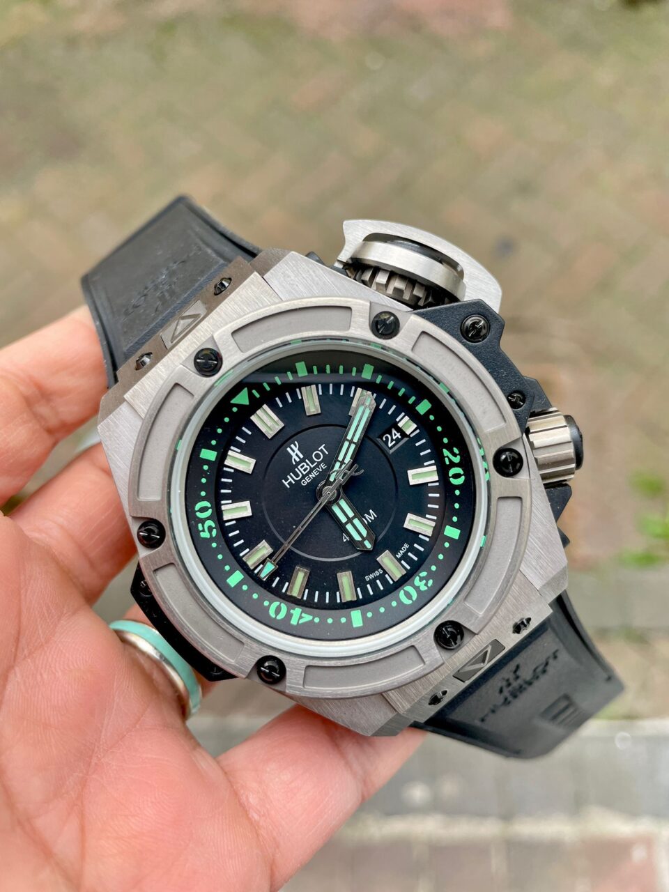 King Power Diver Oceanographic 48 mm titanium case black gummy strap 8215 mayota movement