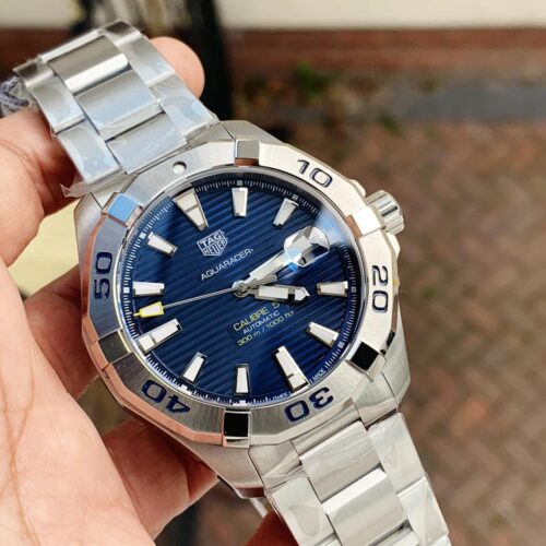 Aquaracer Calibre 5 SS 41mm OGF 1:1 Best Edition steel Bezel Blue Dial on SS Bracelet SW200