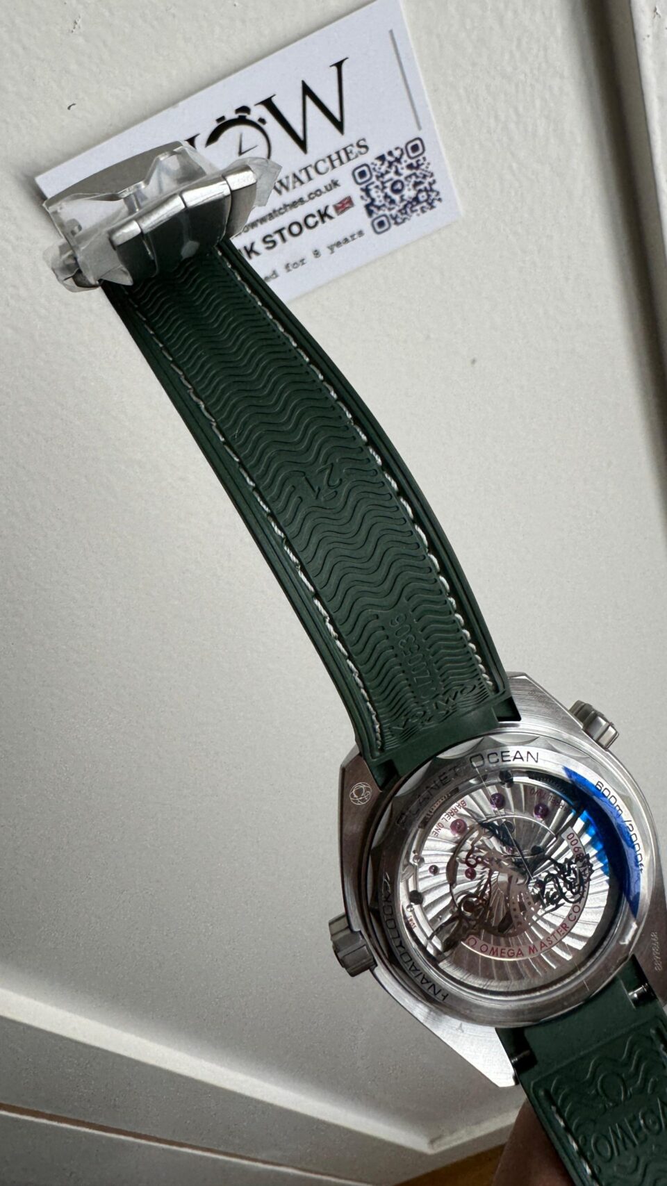 Planet Ocean 600M 43.5mm Green Ceramic Bezel SS VSF 1:1 Best Edition Silver Dial on Green Rubber Strap A8900 - Image 7