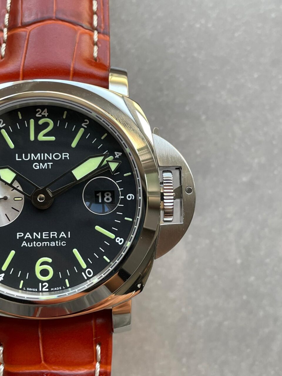 Luminor GMT 44mm PAM00088 SS Black Dial on Leather Strap VSF A7750 pam088 - Image 5