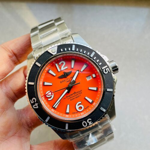 Superocean Automatic 44 BLSF 1:1 Best Edition orange Dial Black Bezel on SS Strap A2824