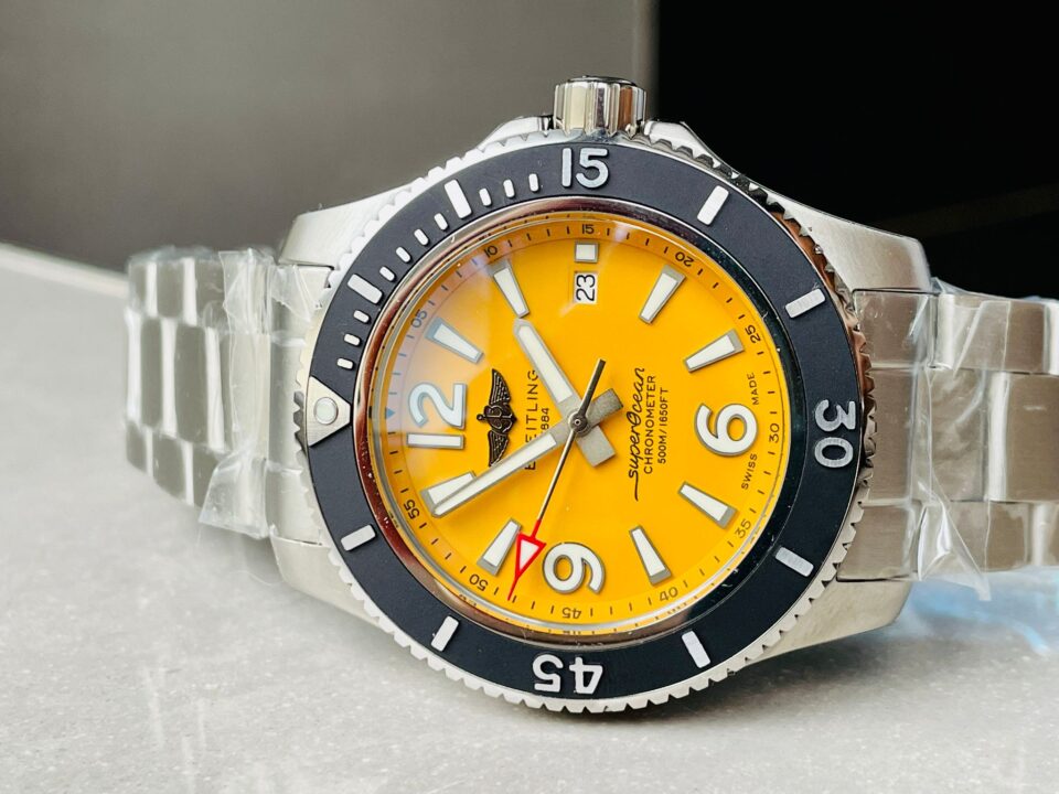 Superocean Automatic 44 TF 1:1 Best Edition Yellow Dial Black Bezel on SS Strap A2824 - Image 6