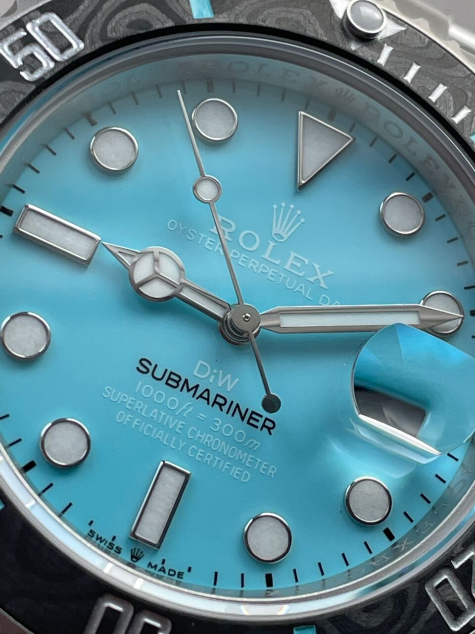 Submariner Sandblasted DIWF Best Edition Carbon Bezel Tiffany Blue Dial Dial on SS Bracelet VR3135 - Image 6