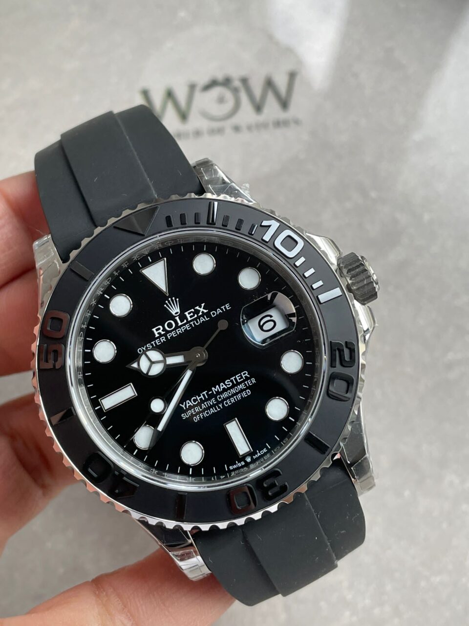Yacht-Master 42mm 226659 VSF 1:1 Best Edition 3D Black Dial SS case Black Ceramic Bezel on Black Rubber Strap VS3235 - Image 3