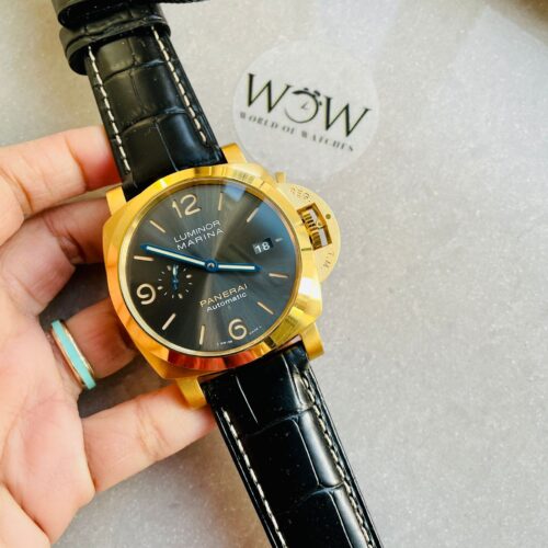 PAM1115 YG VSF 1:1 BEST EDITION BLACK DIAL ON BLACK LEATHER STRAP P.9010