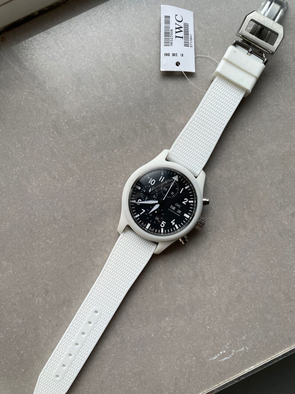 Pilot Chrono IW389105 Real White Ceramic TPSF 1:1 Best Edition Black Dial on White Rubber Strap A7750 - Image 7