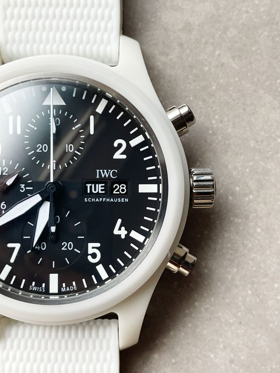 Pilot Chrono IW389105 Real White Ceramic TPSF 1:1 Best Edition Black Dial on White Rubber Strap A7750 - Image 14