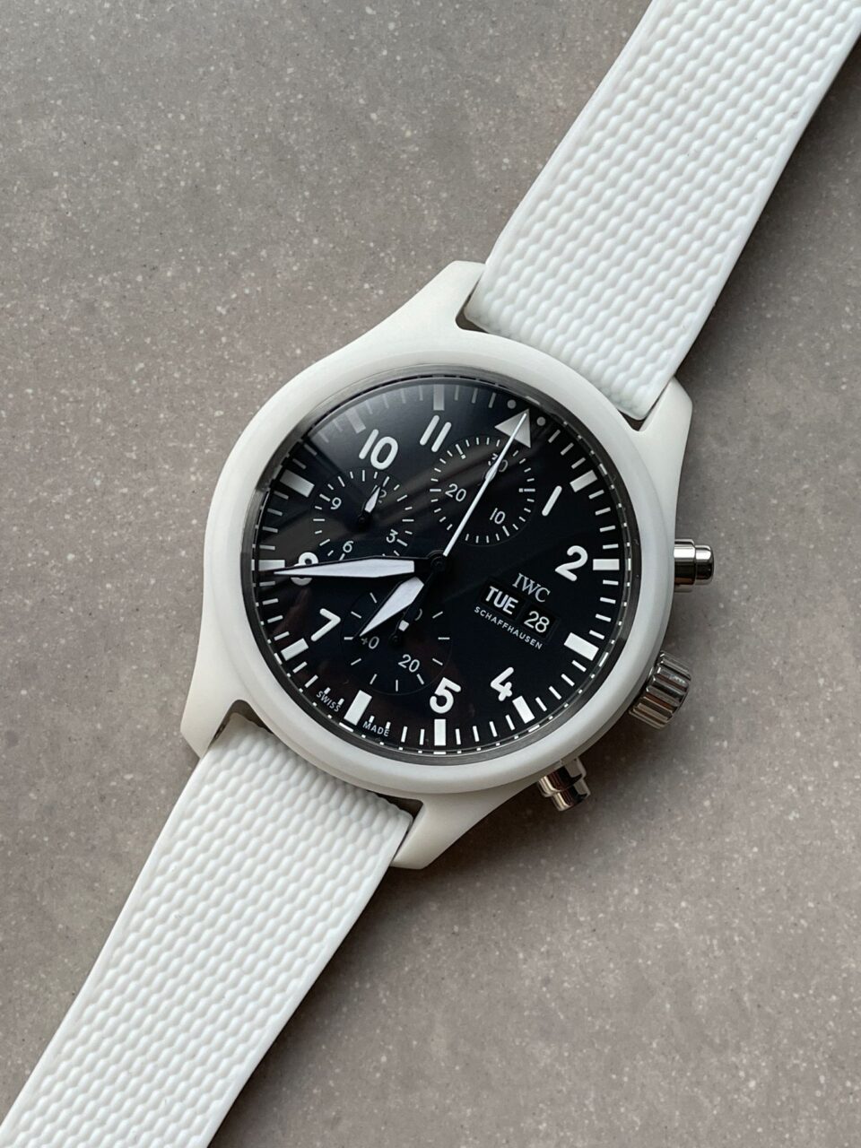 Pilot Chrono IW389105 Real White Ceramic TPSF 1:1 Best Edition Black Dial on White Rubber Strap A7750 - Image 6