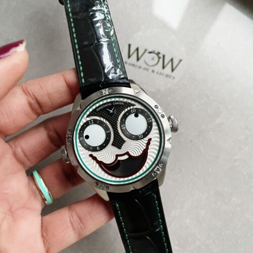 Konstantin Chaykin Joker SS TWF Best Edition White Dial Green Inner Bezel on Black Leather Strap NH35A