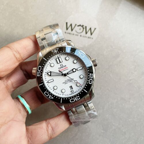 Seamaster Diver 300M SS VSF 1:1 Best Edition Black Bezel White Dial on SS Bracelet A8800