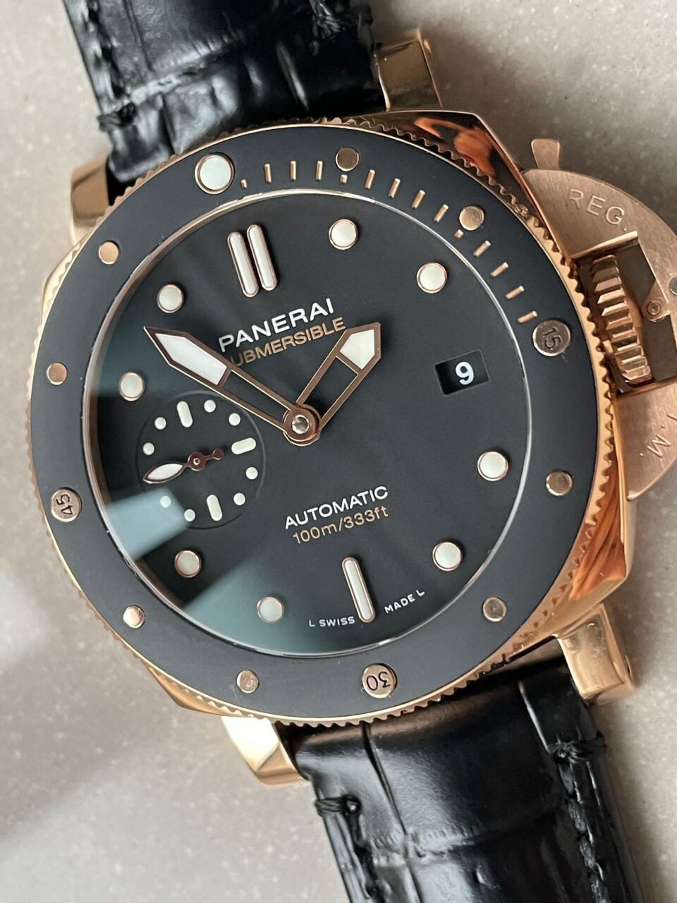 Panerai PAM974 Luminor Submersible Rose Gold VSF 1:1 Best on Black Rubber Strap AXXXIV - Image 5