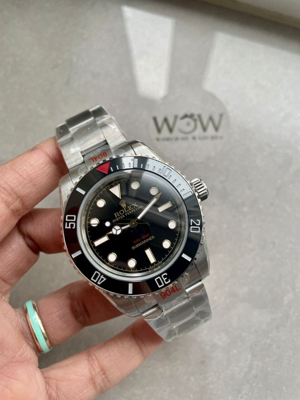 Submariner "Tempus Machine Red Depth 216A" 904L SS Black Dial on SS Oyster Bracelet GMF 3130 - Image 8