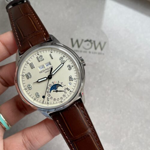 Perpetual Calendar 5320G-001 SS GSF 1:1 Best Edition Cream Dial on Brown Leather Strap A324