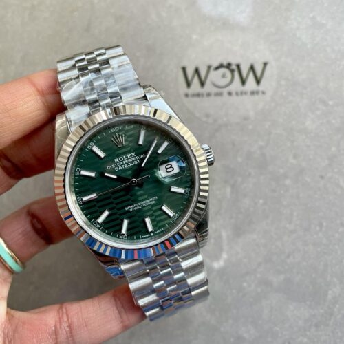 Datejust 41mm 126334 904L SS Fluted Bezel Patterned Green MOTIF Dial on SS Jubilee Bracelet VSF VS3235 Reference R2DJ0190
