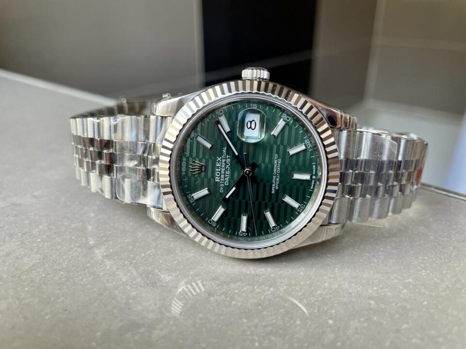 Datejust 41mm 126334 904L SS Fluted Bezel Patterned Green MOTIF Dial on SS Jubilee Bracelet VSF VS3235 Reference R2DJ0190 - Image 5