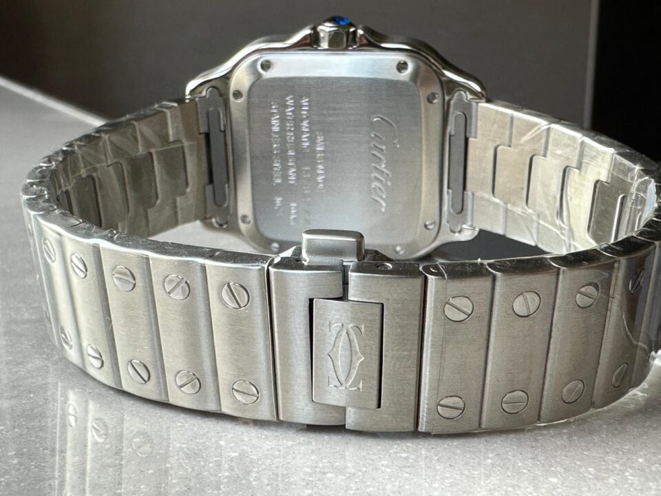Santos de Cartier 35mm 2018 RXW 1:1 Best Edition White Dial on SS SmartLinks Bracelet MIYOTA 9015 - Image 11