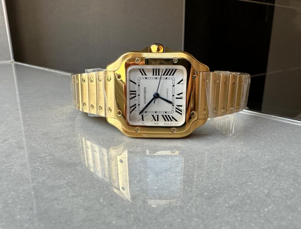 Santos de Cartier 35mm 2018 YG RXW 1:1 Best Edition White Dial on SmartLinks Bracelet MIYOTA 9015 - Image 6