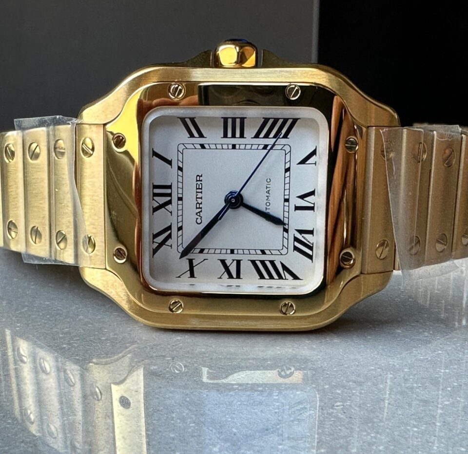 Santos de Cartier 35mm 2018 YG RXW 1:1 Best Edition White Dial on SmartLinks Bracelet MIYOTA 9015 - Image 3