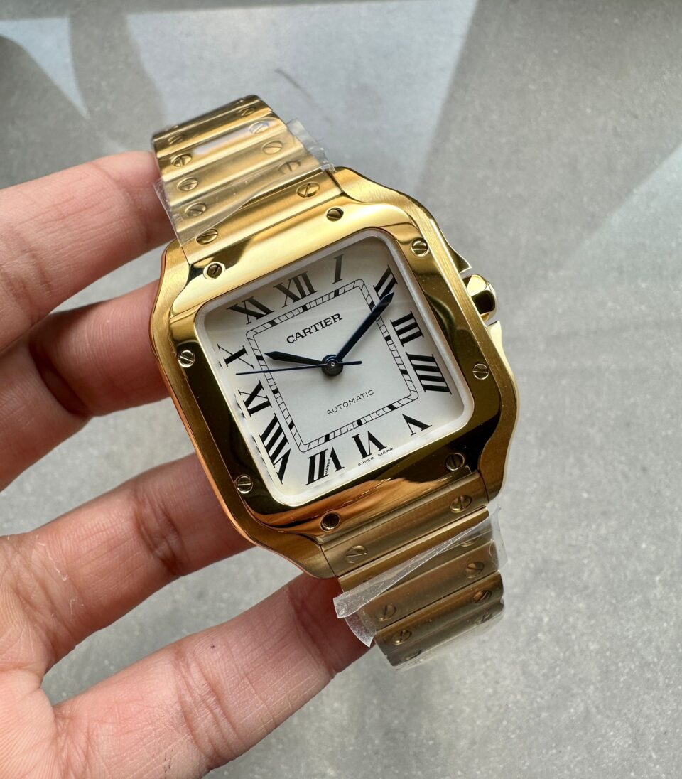Santos de Cartier 35mm 2018 YG RXW 1:1 Best Edition White Dial on SmartLinks Bracelet MIYOTA 9015 - Image 4