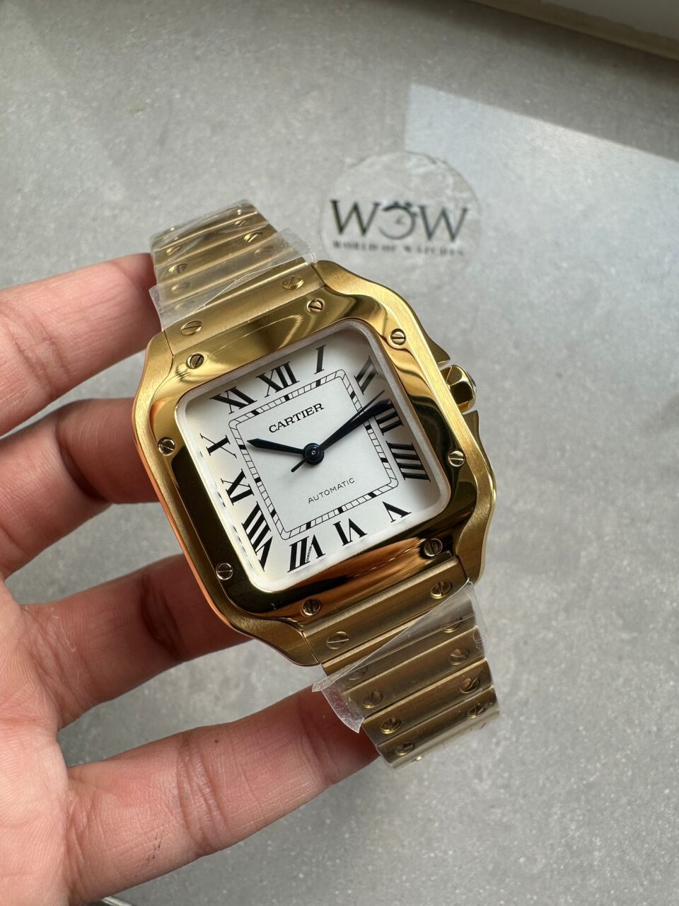 Santos de Cartier 35mm 2018 YG RXW 1:1 Best Edition White Dial on SmartLinks Bracelet MIYOTA 9015