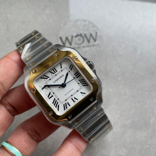 Santos de Cartier 35mm 2018 SS/YG RXW 1:1 Best Edition White Dial on SS/YG SmartLinks Bracelet MIYOTA 9015