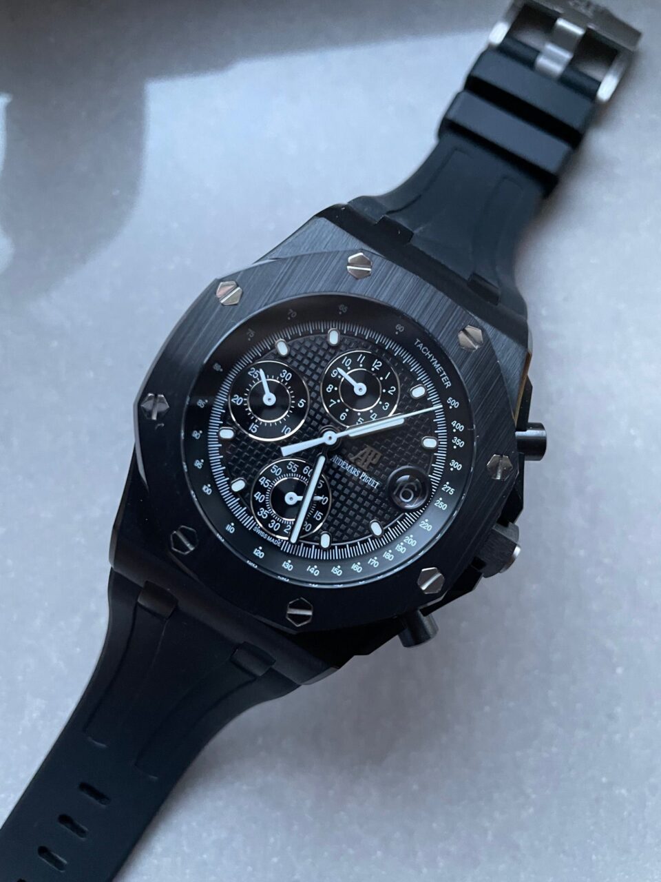 Royal Oak Offshore Chronograph CER Black Dial on Rubber Strap APF A3126 Mod - Image 3
