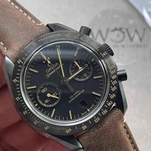 SPEEDMASTER "DARK SIDE OF THE MOON" REAL CERAMIC OMF 1:1 BEST EDITION VINTAGE BLACK ON BROWN LEATHER STRAP A9300 V2