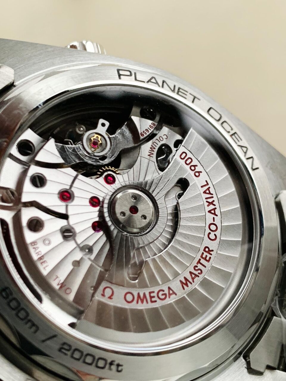 Planet Ocean SEAMASTER Chronometer OMF SS Grey/Orange Polished Bezel Grey Dial on SS Bracelet A9900 (Black Balance Wheel) - Image 10