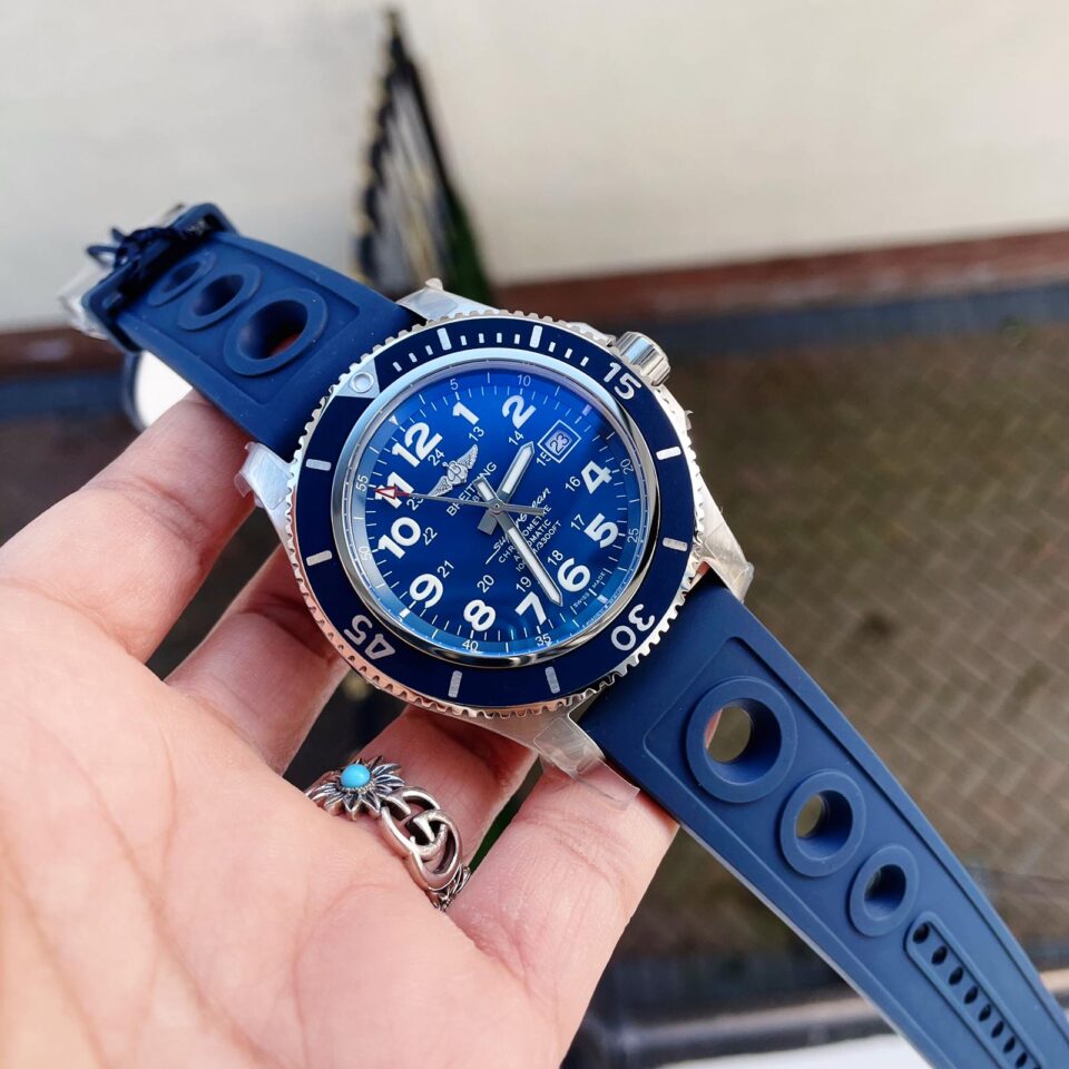 SuperOcean II 44mm GF 1:1 Best Edition Blue Dial on Blue Rubber Strap A2824 - Image 3