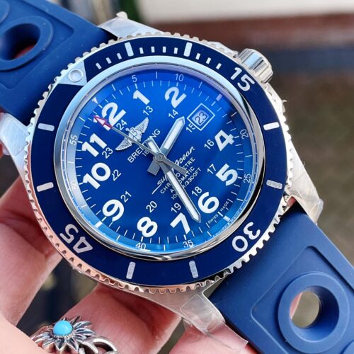 SuperOcean II 44mm GF 1:1 Best Edition Blue Dial on Blue Rubber Strap A2824