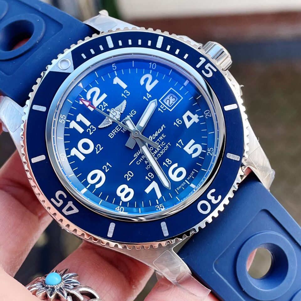 SuperOcean II 44mm GF 1:1 Best Edition Blue Dial on Blue Rubber Strap A2824