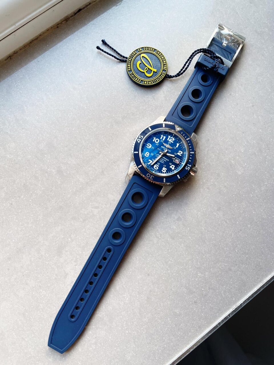 SuperOcean II 44mm GF 1:1 Best Edition Blue Dial on Blue Rubber Strap A2824 - Image 7