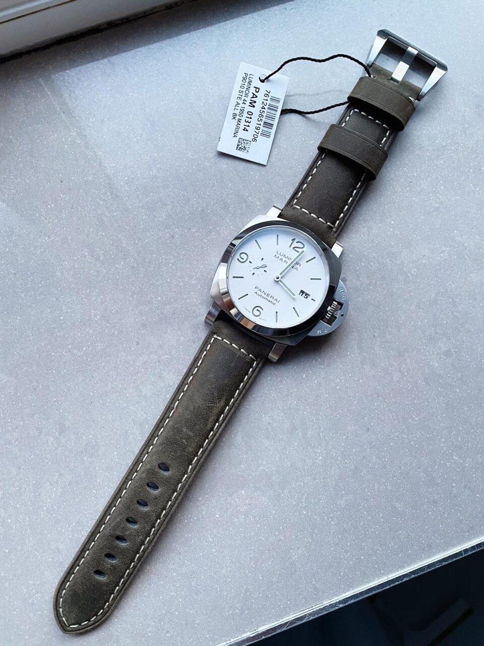 PAM 1314 VSF 1:1 Best Edition White Dial on Gray Asso Strap P.9010 - Image 5