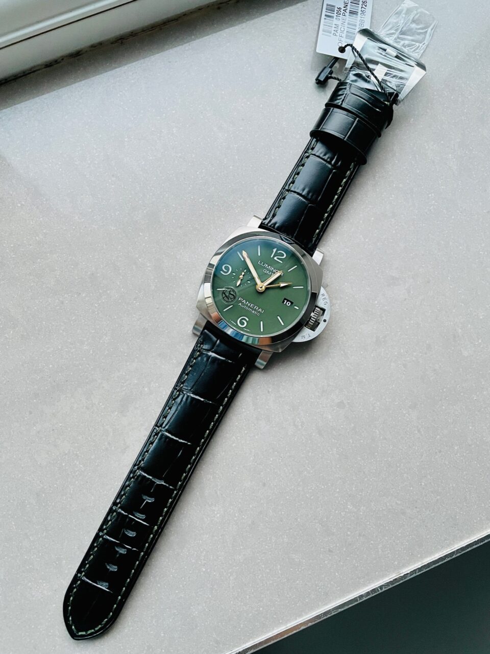 PAM1056 GMT VSF 1:1 MS DHONI Edition Green Dial on Black Leather Strap P.9011 - Image 6