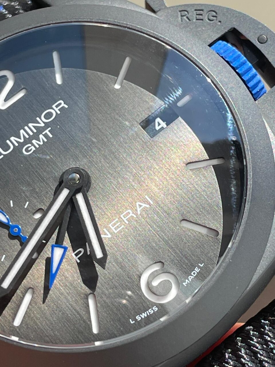 PAM1176 REAL CERAMIC V2 VSF 1:1 BLACK DIAL ON BLUE TEXTILE STRAP P9010 - Image 6